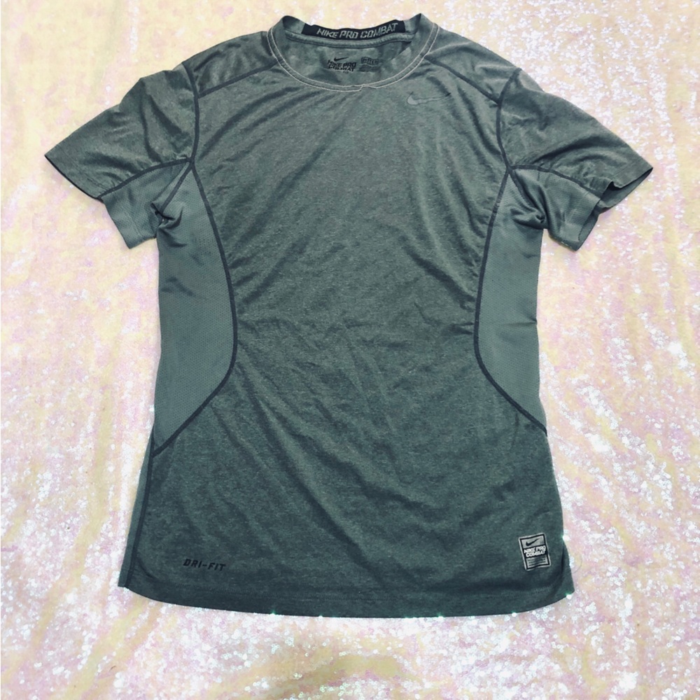 Nike Pro Combat dri-fit fitted short sleeve grey workout shirt small
